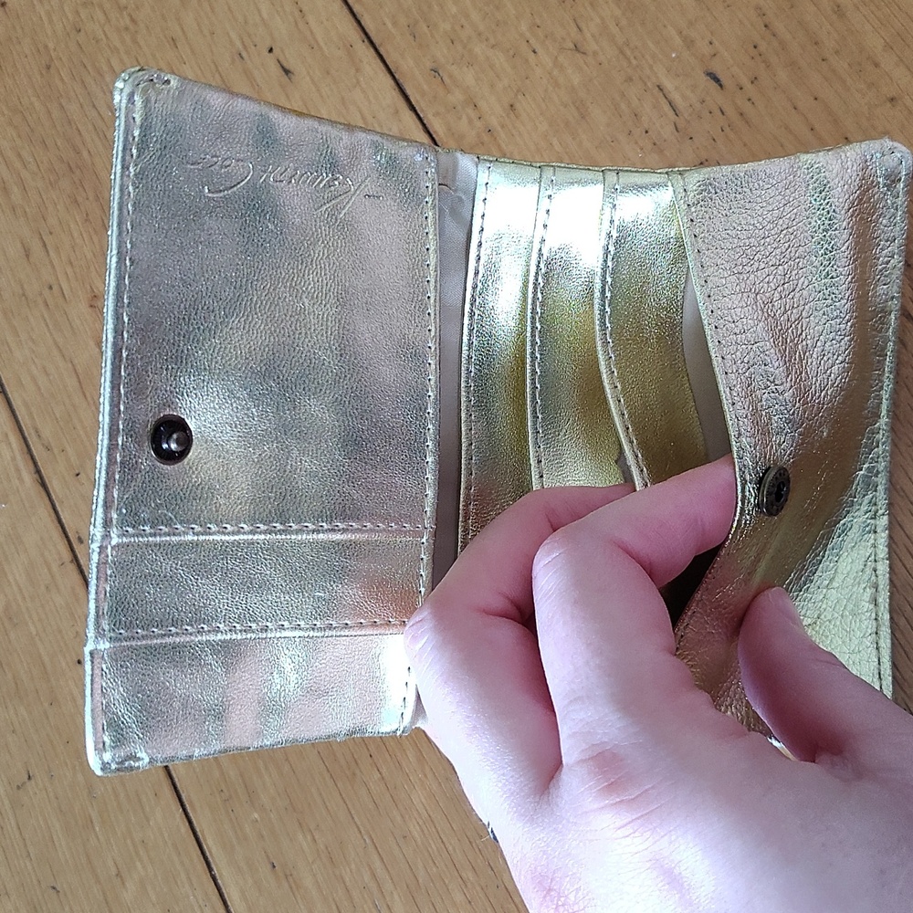 Kenneth Cole Gold Leather Zip Wallet - Picture 9 of 12